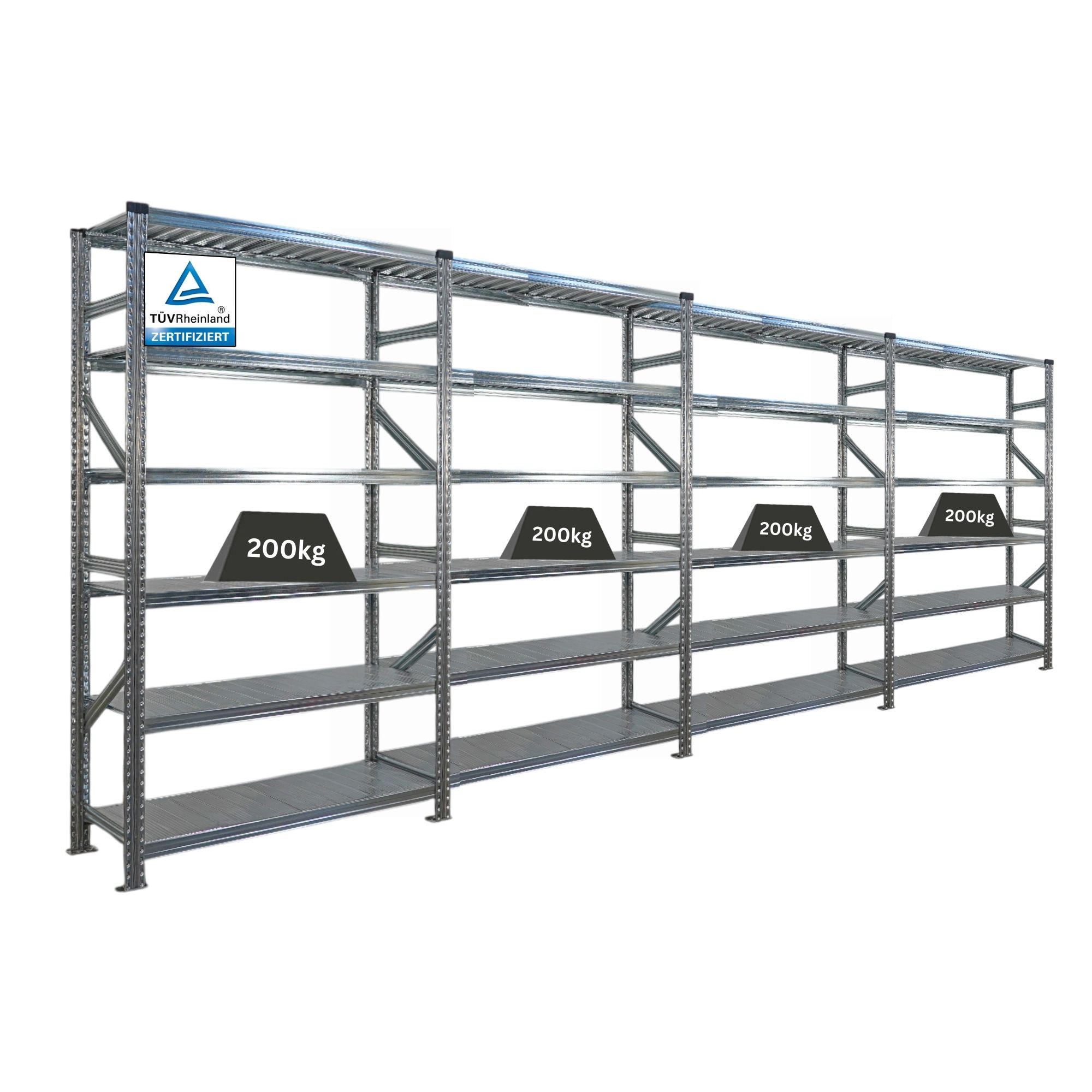 Proregal Fachbodenregal Silber 480x210x40 cm