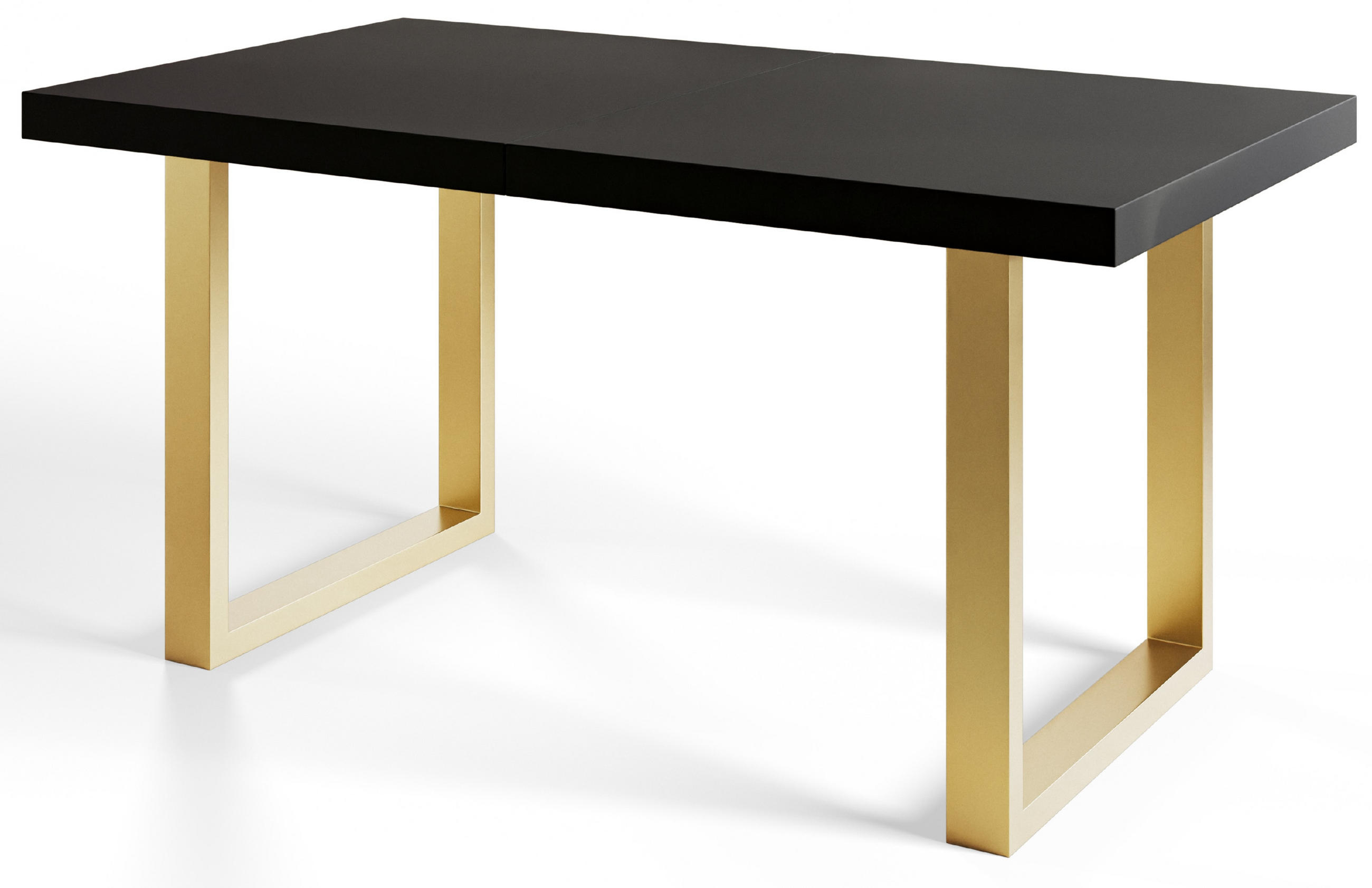 ESSZIMMERTISCH LOFT-U, ausziehbarer Tisch 120-220X80X77 cm, Farbe: Schwarz, mit Metallbeinen in Farbe Gold - Goldfarben/Schwarz, Holzwerkstoff (120/80/77cm) - Alpi-Möbel