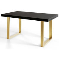 ESSZIMMERTISCH LOFT-U 160X90X77 cm, Farbe: Schwarz, mit Metallbeinen in Farbe Gold - Goldfarben/Schwarz, Holzwerkstoff (160/90/77cm) - Alpi-Möbel