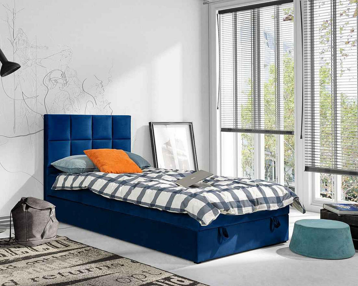 BOXBETT PETER 100/200 in Velours Blau - Blau, Holz/Holzwerkstoff (100/200cm) - Deine Möbel 24