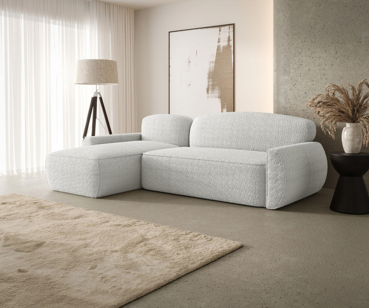 ECKSOFA mit Schlaffunktion LUCAS Quelle 01 Links - Weiß, Textil (240/145cm) - Bedante