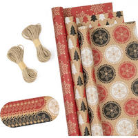 GESCHENKPAPIER 3 Rollen Set mit Juteschnur und Etiketten 43 cm x 3 Meter - Multicolor, Papier (4/44/10cm)