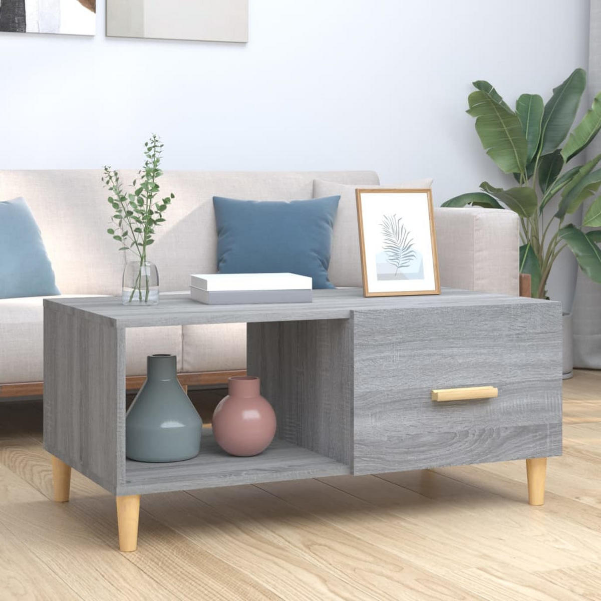 COUCHTISCH Grau Sonoma 89,5x50x40 cm Holzwerkstoff - Grau, Holzwerkstoff (89.5/50/40cm) - furnicato