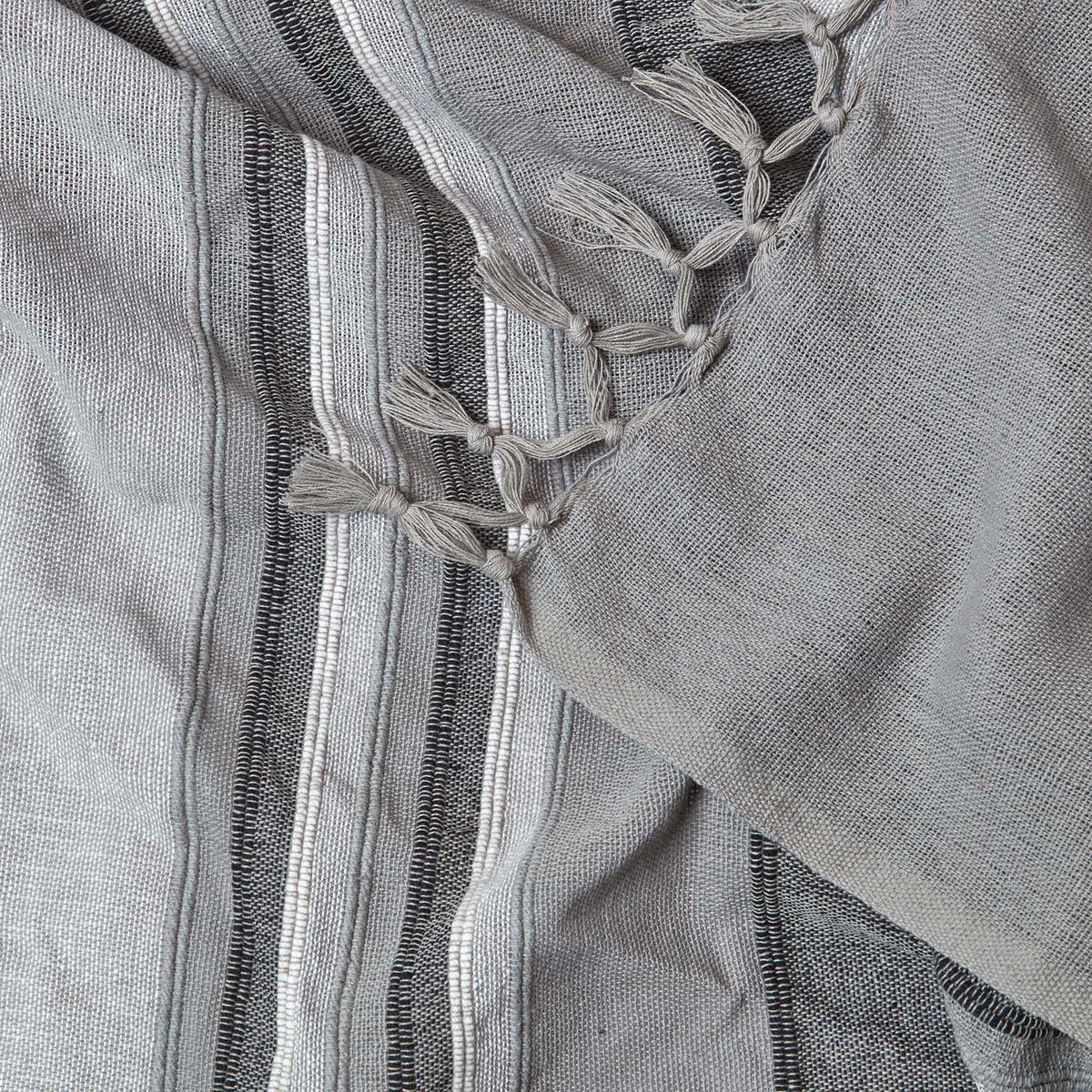 ÜBERWURF Morocco 225/255 cm, 100% Baumwolle gestreift - Grau, Textil (225/255cm) - Homescapes