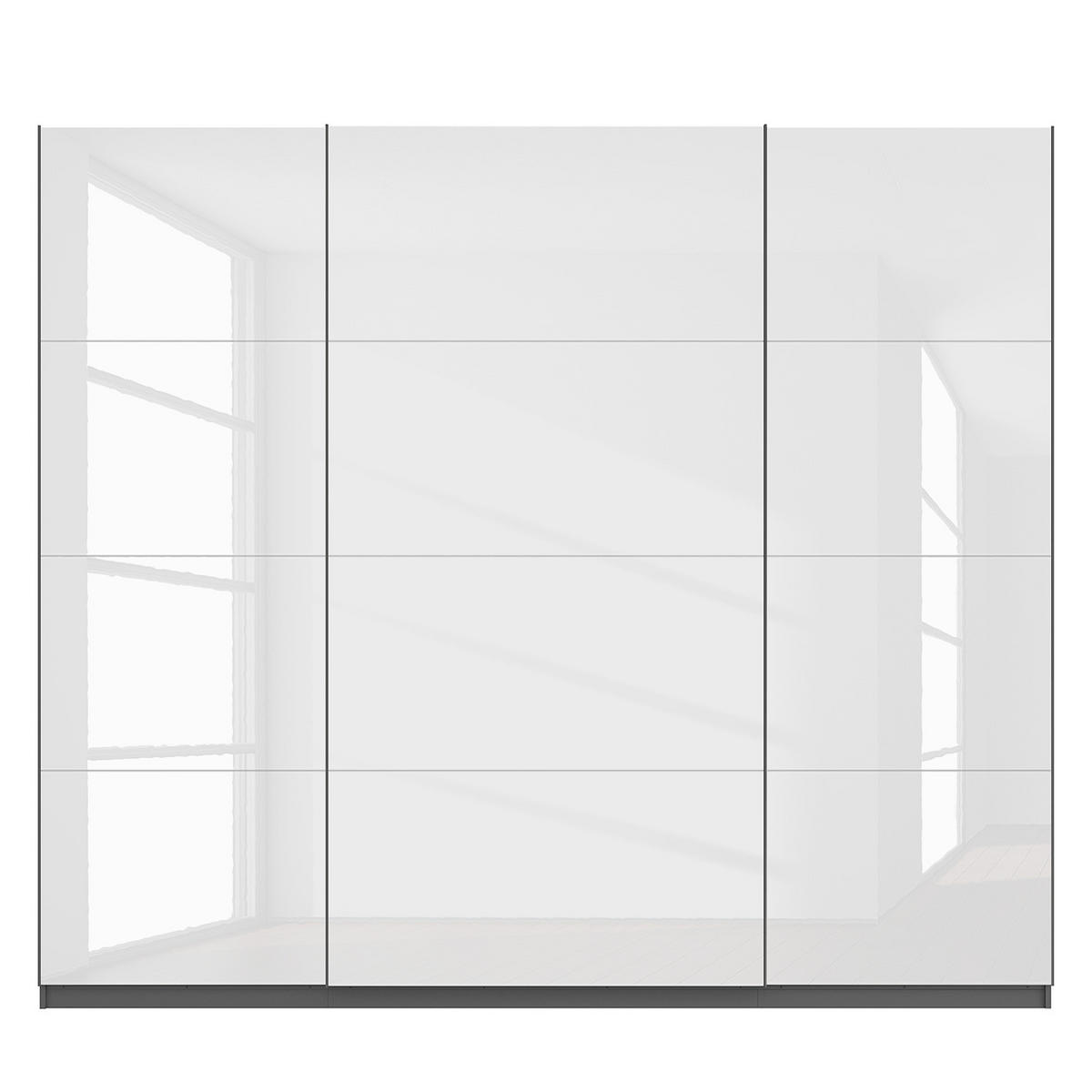 SCHWEBETÜRENSCHRANK - Weiß Hochglanz/Grau, Holzwerkstoff (270/236/68cm) - home24