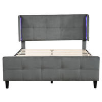 POLSTERBETT 140/200 cm Grau mit LED-Beleuchtung und gesteppter Oberfläche - Grau, Textil (140/200cm) - OKWISH