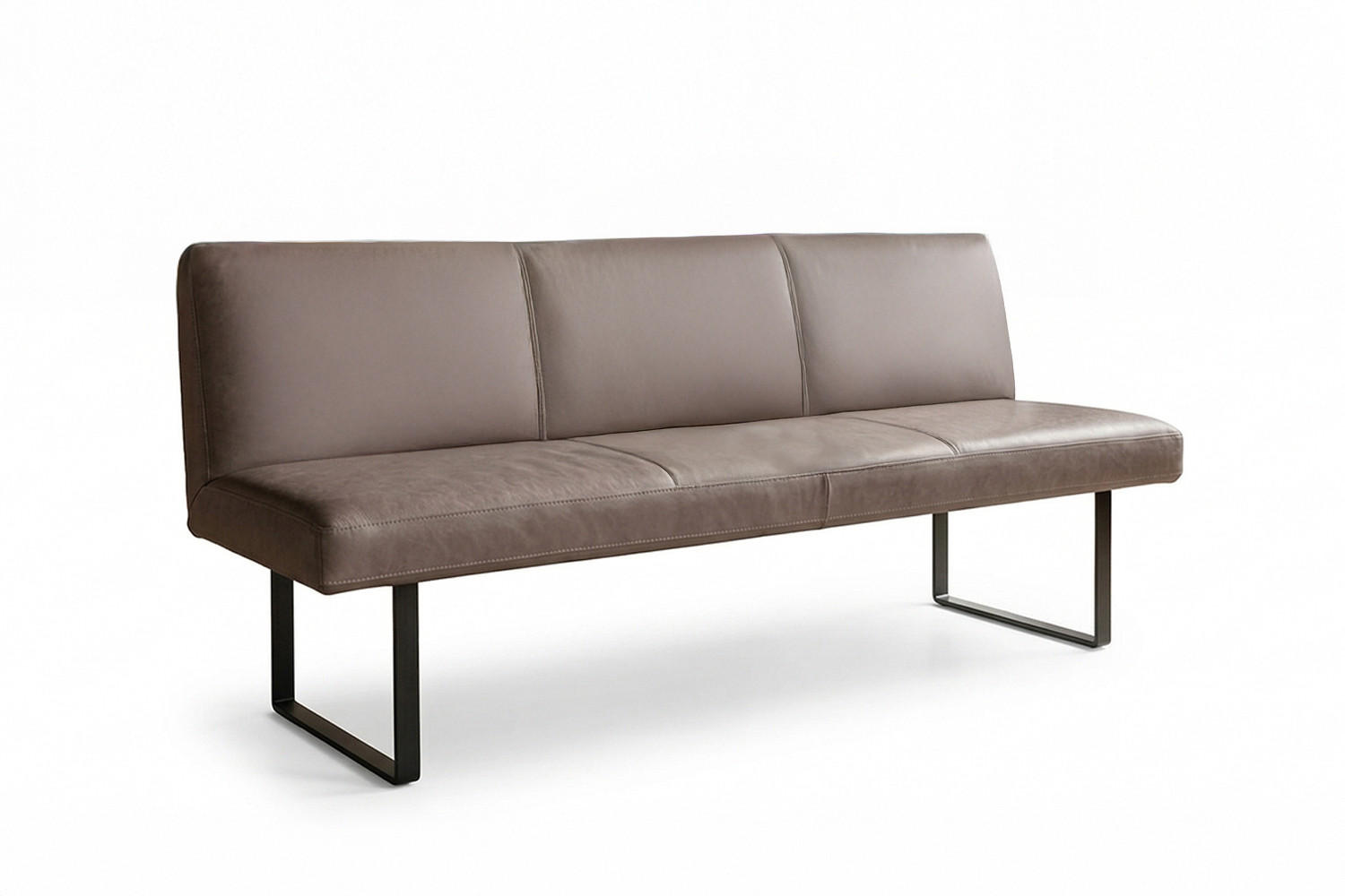 ESSZIMMERBANK ELEEN Dunkelbraun Leder - Dunkelbraun, Leder (203/85/69cm) - KAWOLA