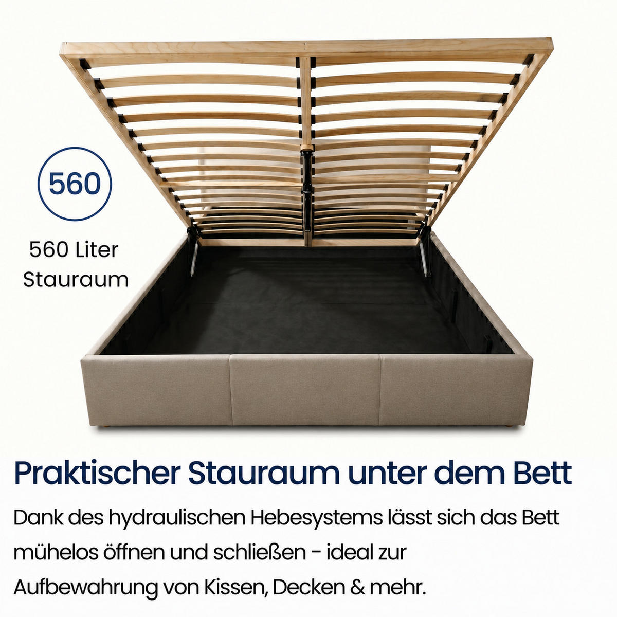 POLSTERBETT mit Stauraum 120x200 cm in Taupe - Taupe, Holzwerkstoff (120/200cm) - Home Collective