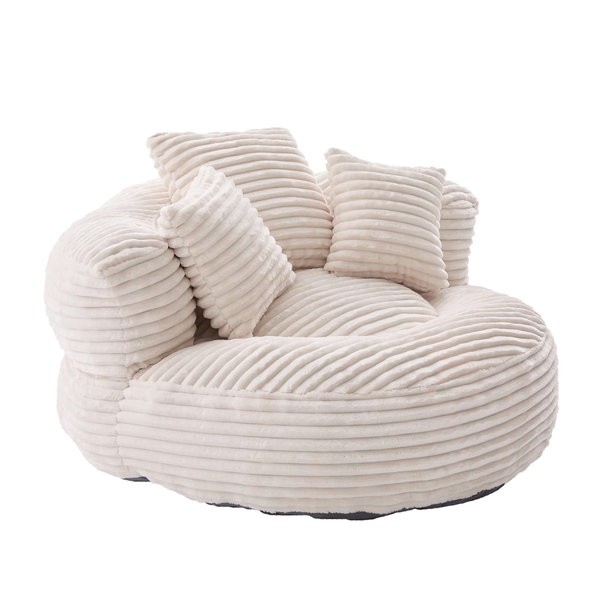 SITZSACK in Chenille mit 3 Kissen - Beige, Textil (108/52/108cm) - Urban Meuble
