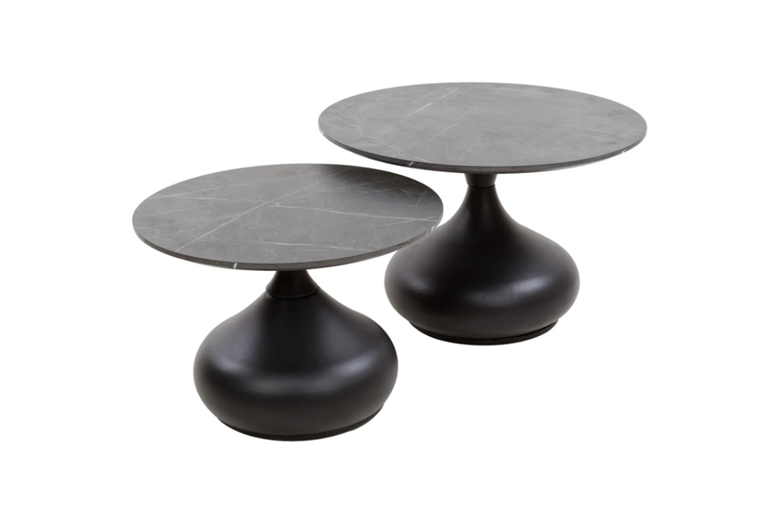 COUCHTISCH-SET PIRES Schwarz Kunststoff - Schwarz, Kunststoff/Metall (60/60/40cm) - KAWOLA