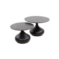 COUCHTISCH-SET PIRES Schwarz Kunststoff - Schwarz, Kunststoff/Metall (60/60/40cm) - KAWOLA