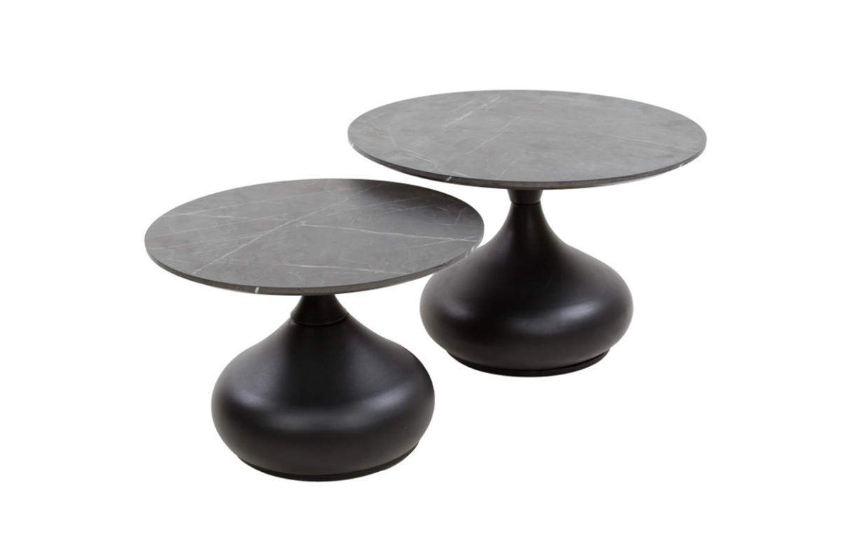 COUCHTISCH-SET PIRES Schwarz Kunststoff - Schwarz, Kunststoff/Metall (60/60/40cm) - KAWOLA