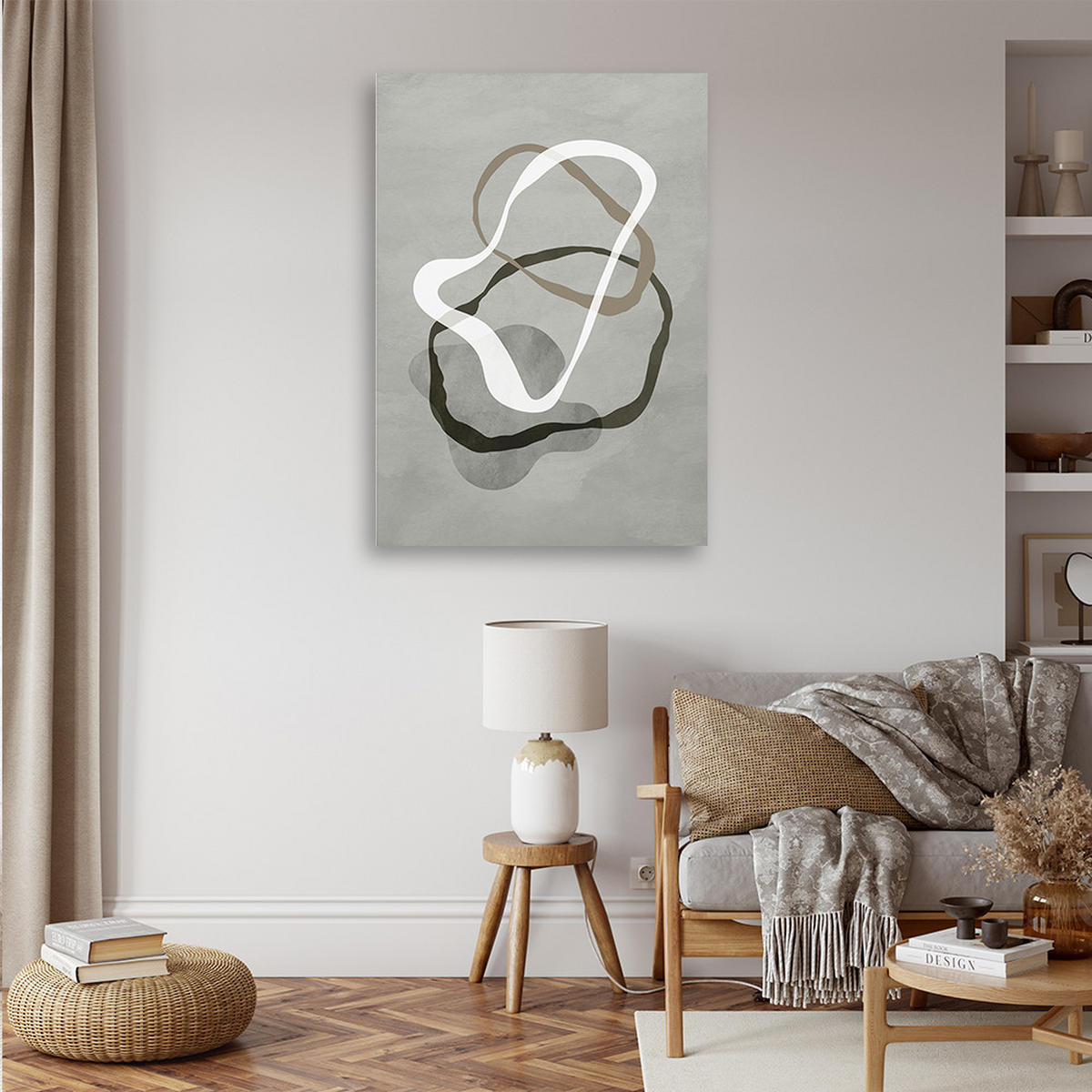 WANDBILD abstrakte graue boho linien - Grau, Textil (40/60cm) - Feeby