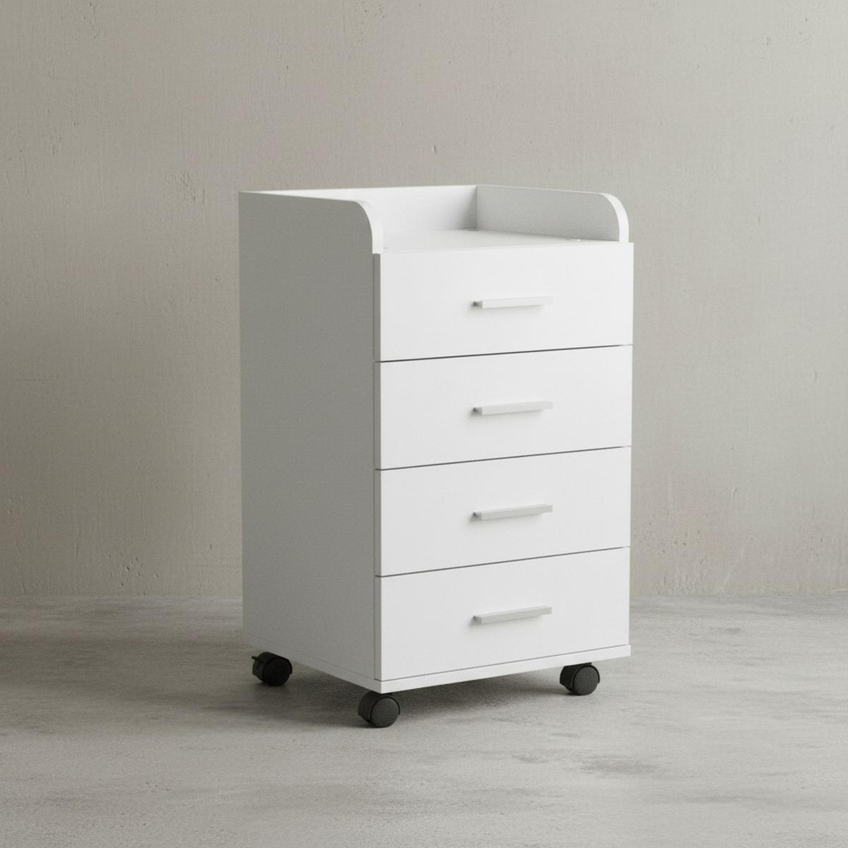 ROLLCONTAINER 4 Schubladen Ablage Melaminbeschichtet ISONZO, Weiß 40x33x71 cm - Schwarz/Weiß, Holz/Kunststoff (40/71/33cm) - KADIMA DESIGN