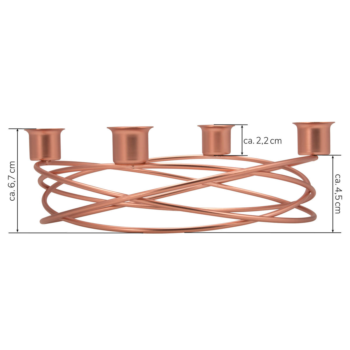KERZENHALTER, Rosa, Metall - Roségold, Metall (22/6.7/22cm) - bremermann