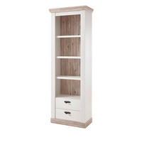 REGALSCHRANK Pinie weiß, Oslo Pinie Landhaus, Vitrine, 71 x 201 cm - Weiß/Pinienfarben, Holzwerkstoff/Metall (71/201/37cm) - Furn.Design