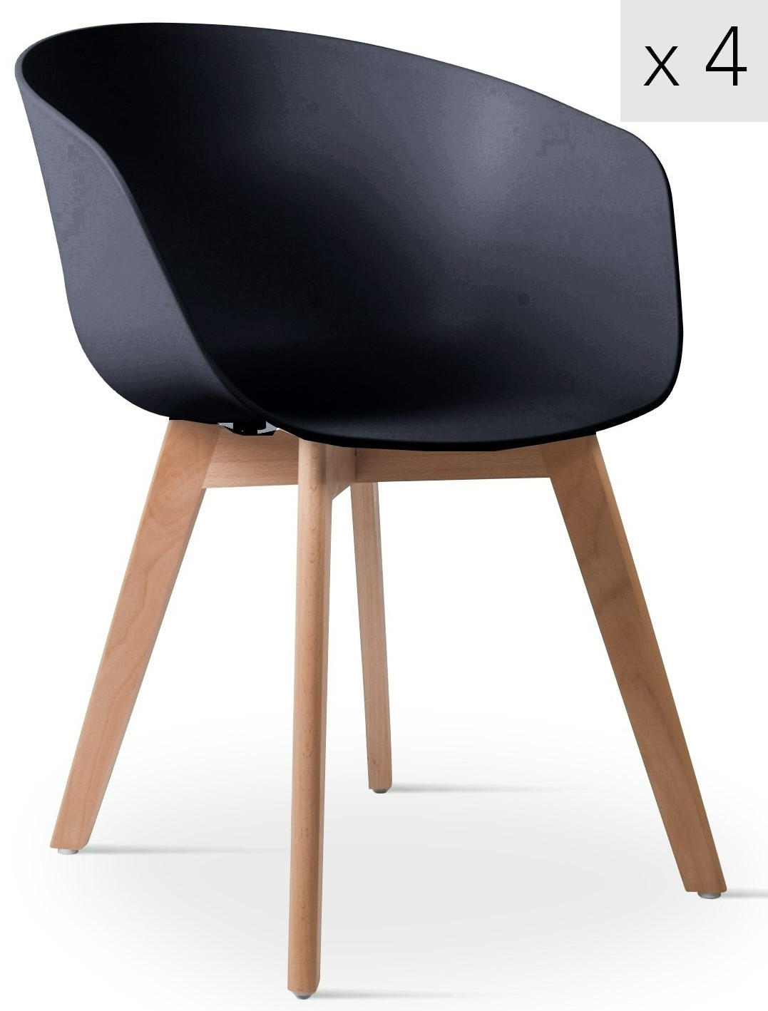 STUHL 4er-Set Polypropylen Schwarz - Schwarz, Kunststoff (55/76/56cm) - Nordlys