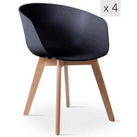 STUHL 4er-Set Polypropylen Schwarz - Schwarz, Kunststoff (55/76/56cm) - Nordlys