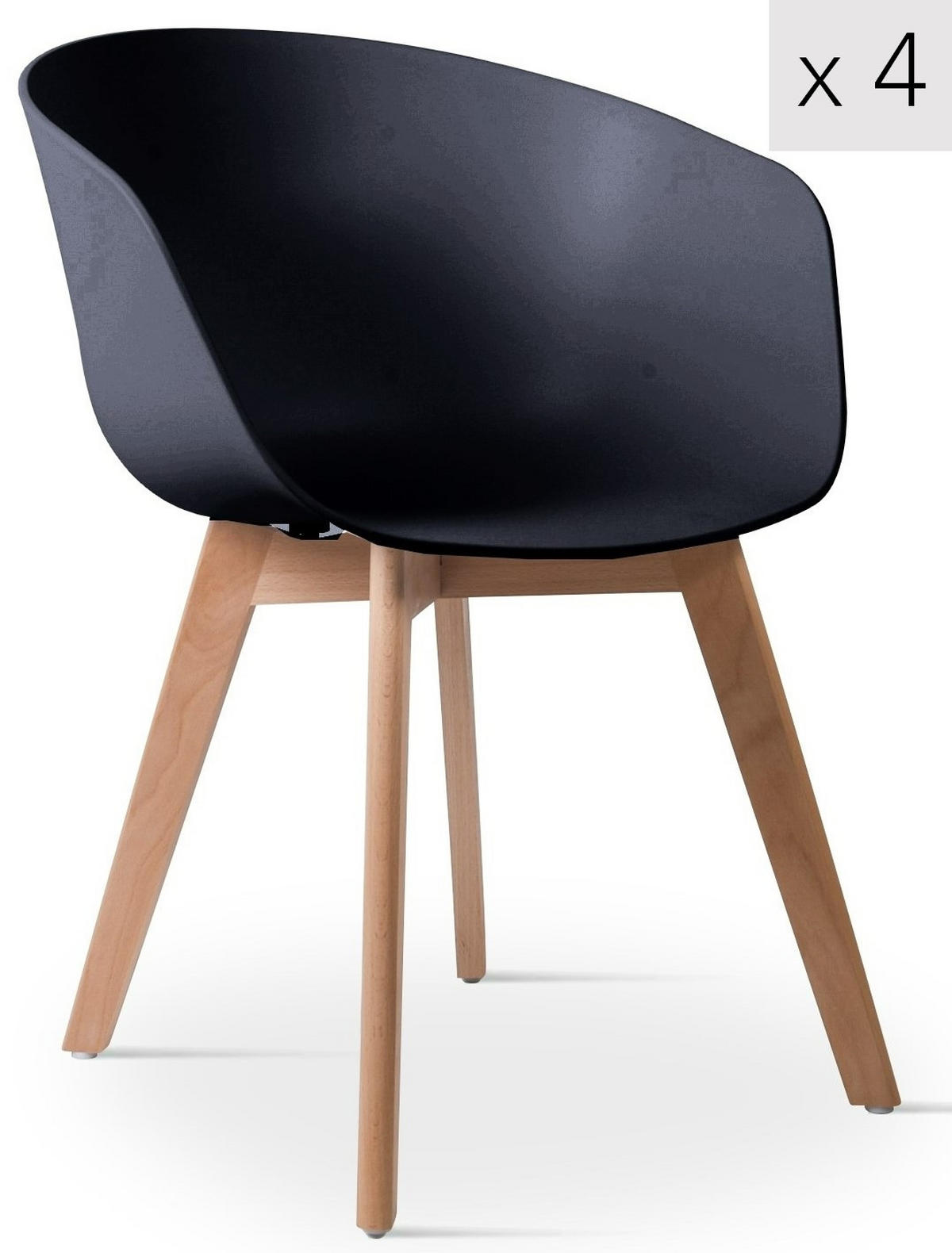 STUHL 4er-Set Polypropylen Schwarz - Schwarz, Kunststoff (55/76/56cm) - Nordlys