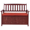 GARTENBANK Akazienholz mahagonibraun mit Stauraum Auflage terracotta 120 Sovana - Rotbraun, Holz (120/91/60cm) - Beliani