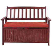 GARTENBANK Akazienholz mahagonibraun mit Stauraum Auflage terracotta 120 Sovana - Rotbraun, Holz (120/91/60cm) - Beliani