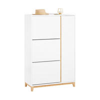 SCHUHSCHRANK Weiß-Natur - Weiß/Naturfarben, Holz/Holzwerkstoff (80/122/34cm) - SoBuy