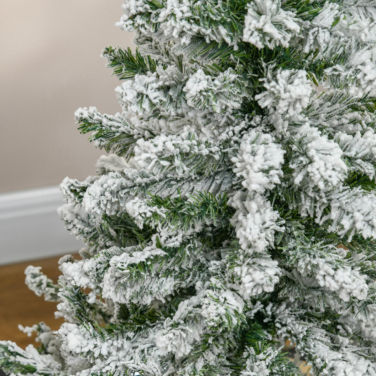 KÜNSTLICHER Weihnachtsbaum, 120 cm Kunstkiefer mit Kunstschnee, Indoor - Weiß/Grün, Kunststoff/Metall (120cm) - HOMCOM