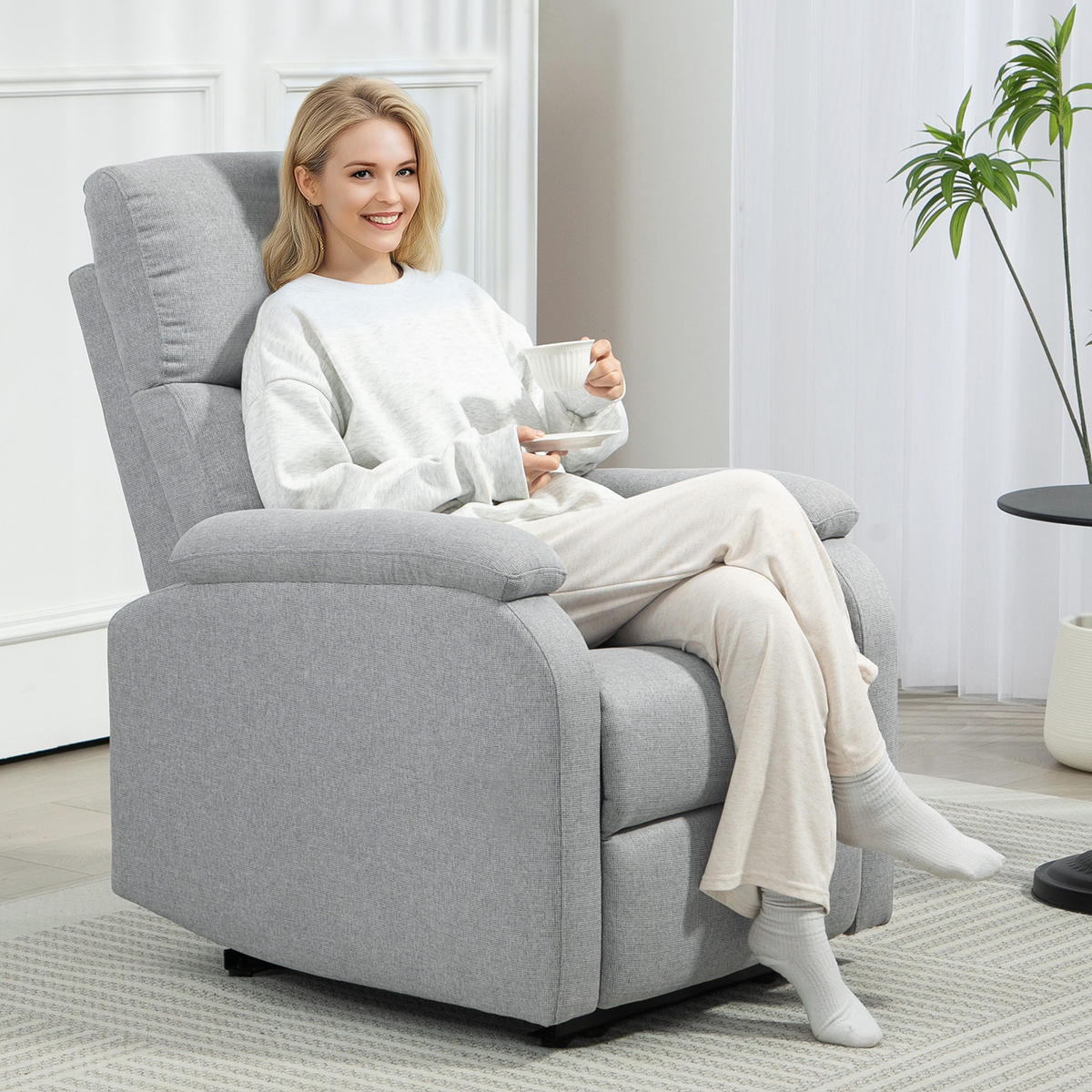 RELAXSESSEL, mit Liegefunktion, bis 150 kg belastbar, Grau - Grau, Metall (91.5/103/69cm) - HOMCOM