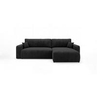 ECKSOFA BERLIN rechts schwarz Cord Poso 135 - Schlaffunktion, Bettkasten - Schwarz, Textil (285/184cm) - Cornero