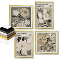 WANDBILDER 4er Set - 50x50 cm & 40x60 cm Goldrahmen - Kingston Seoul Retro-Blumen - Goldfarben, Kunststoff (50/50cm) - ArtPrintCave