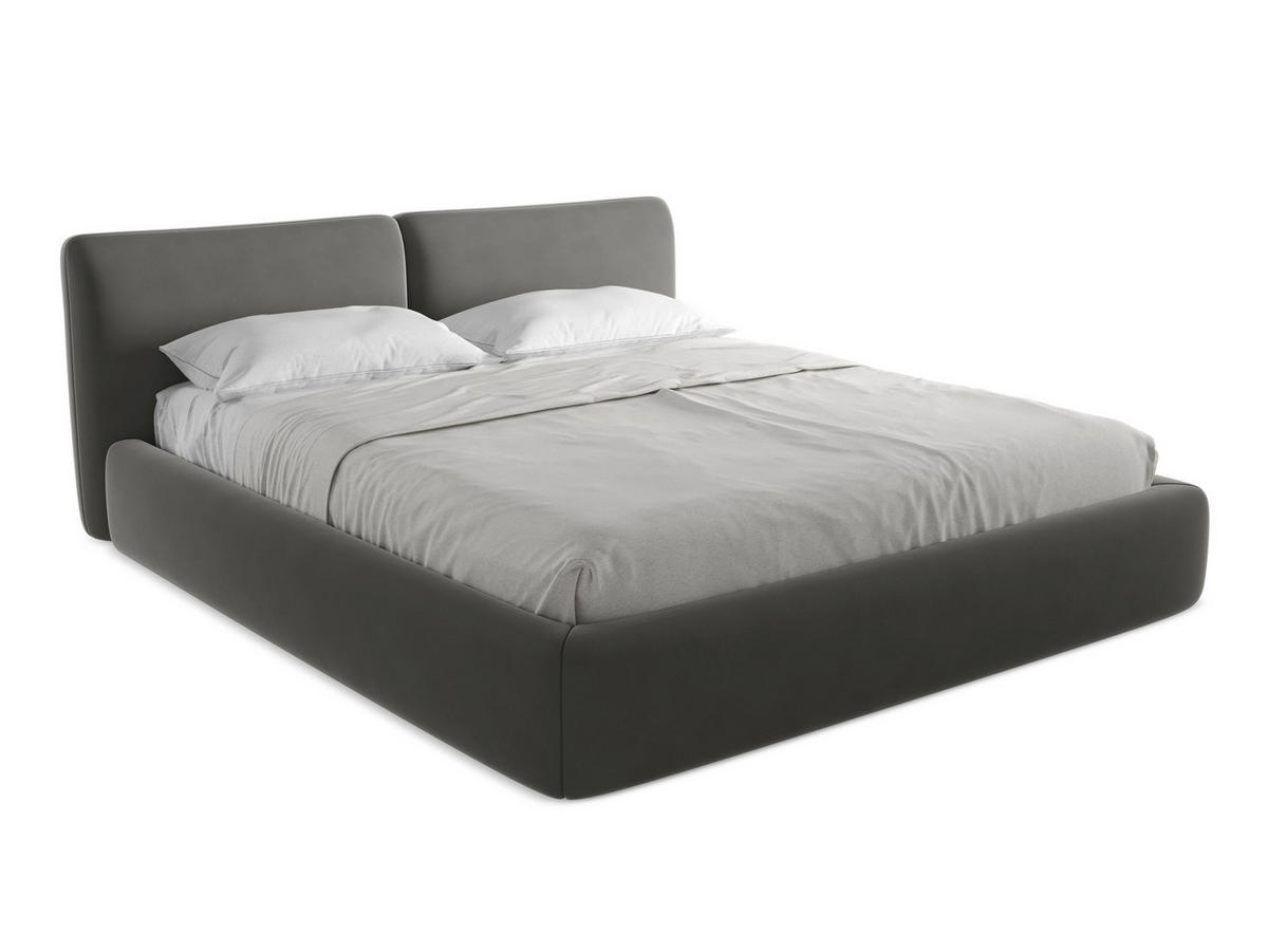 POLSTERBETT mit Bettkasten und Lattenrost 200x228 Grau - Dunkelgrau/Schwarz, Kunststoff/Textil (180/200cm) - Makamii