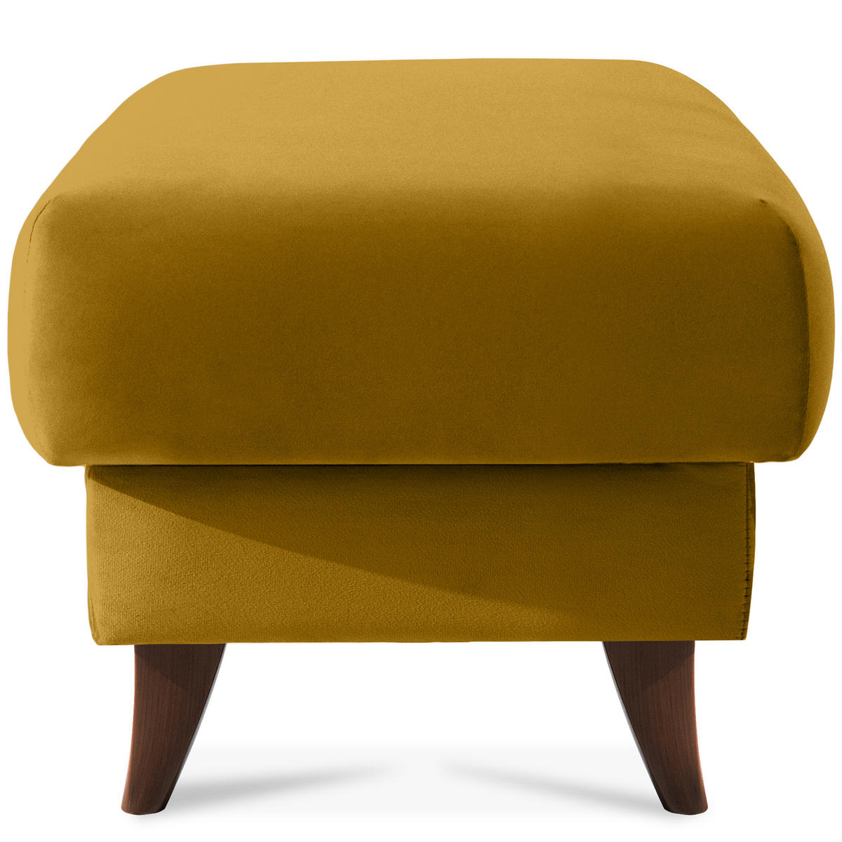 HOCKER GUSTAVO Fußstütze, Velours, Gelb - Gelb, Holz/Holzwerkstoff (53/49/53cm) - KONSIMO®