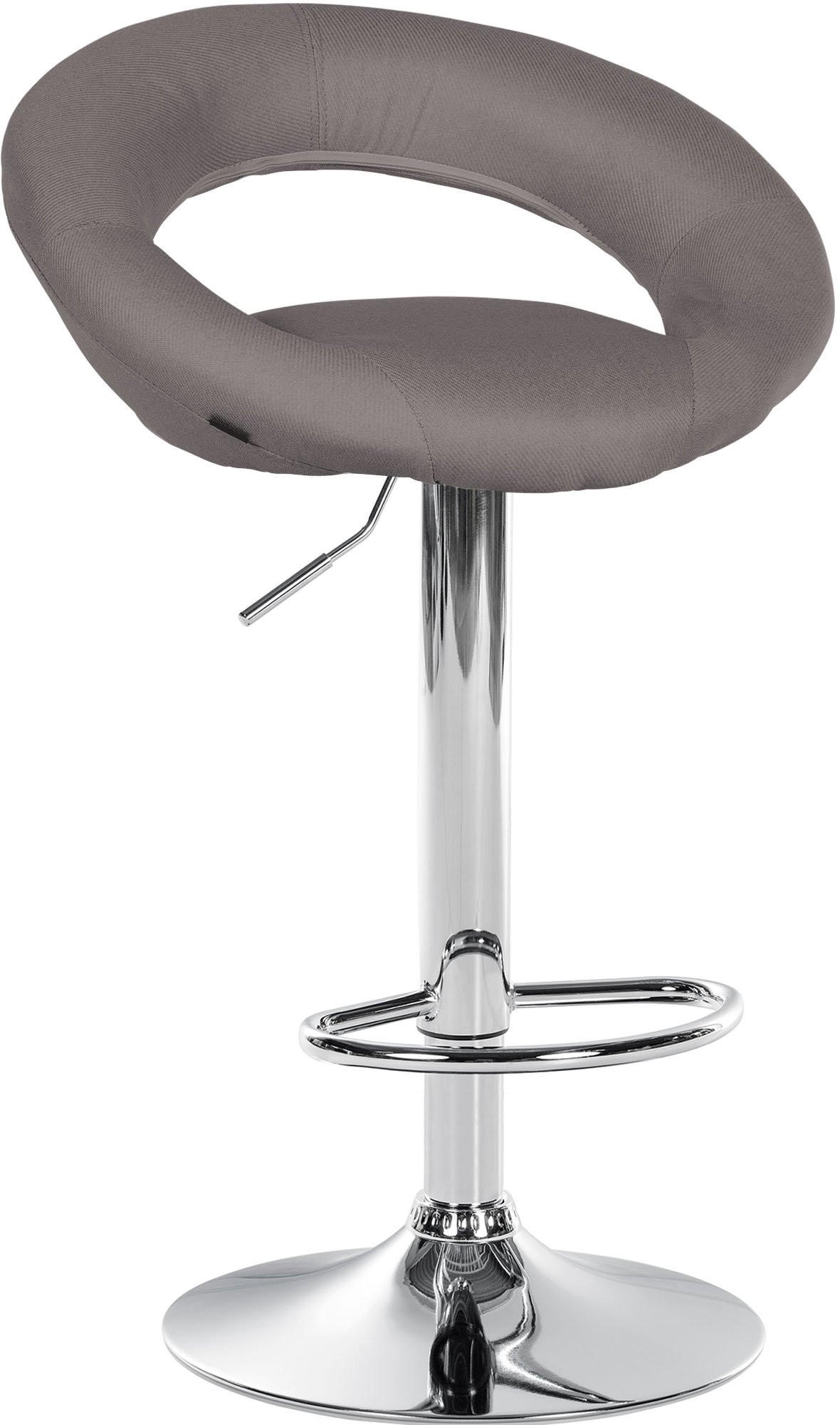 BARHOCKER Stoff grau - Chromfarben/Grau, Textil/Metall (52/77/47cm) - CLP