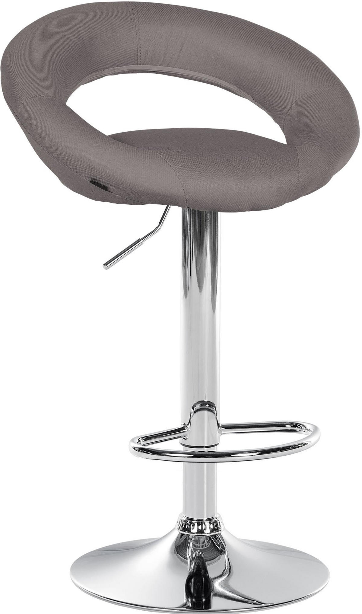 BARHOCKER Stoff grau - Chromfarben/Grau, Textil/Metall (52/77/47cm) - CLP