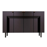 SIDEBOARD Yoko, Schwarz, Mit Dekorativen Fronten Und Goldgriffen - Schwarz, Holzwerkstoff/Buchenholz (156/99/40cm) - Dancan