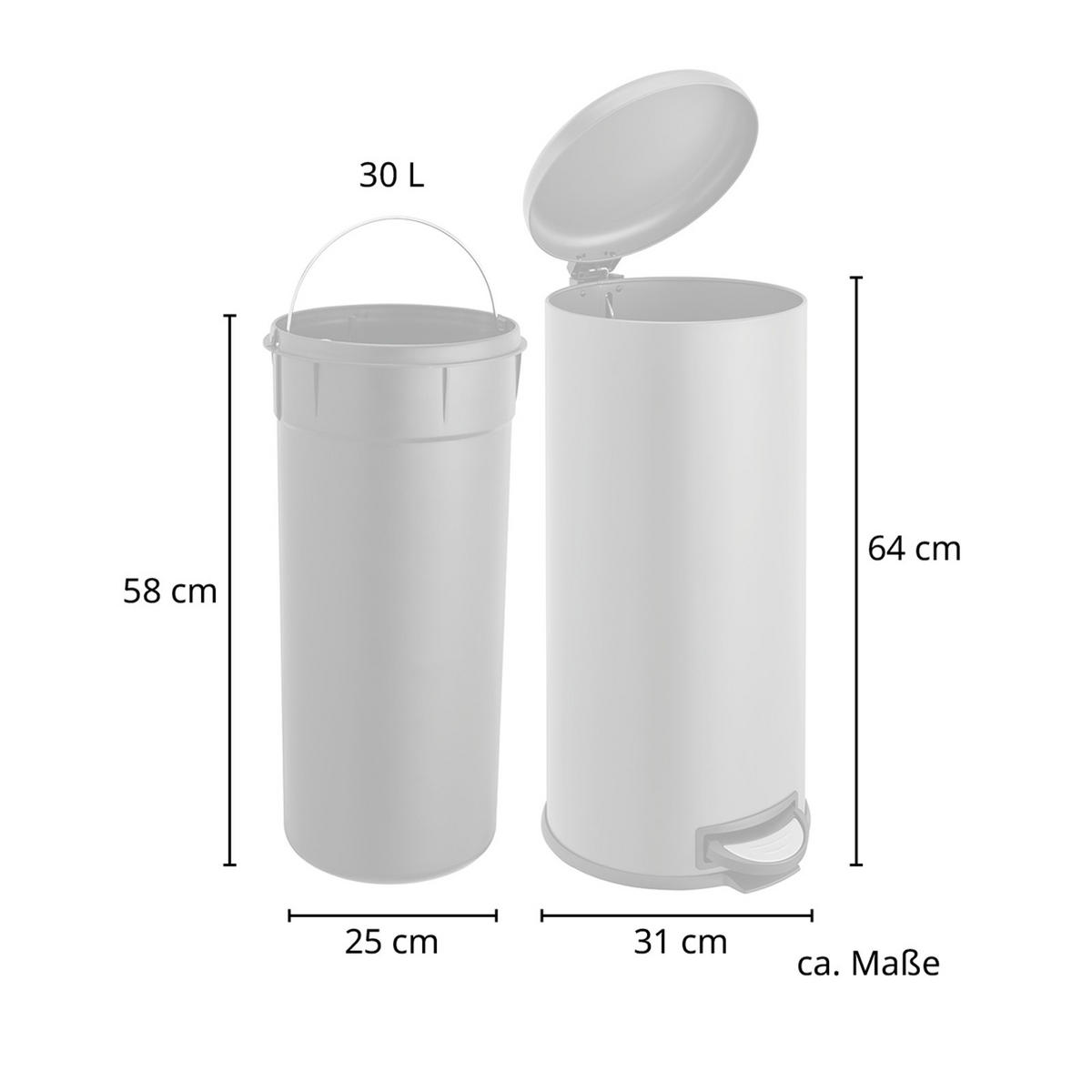MÜLLEIMER T30 - Silberfarben, Metall (31/64/31cm) - SVITA
