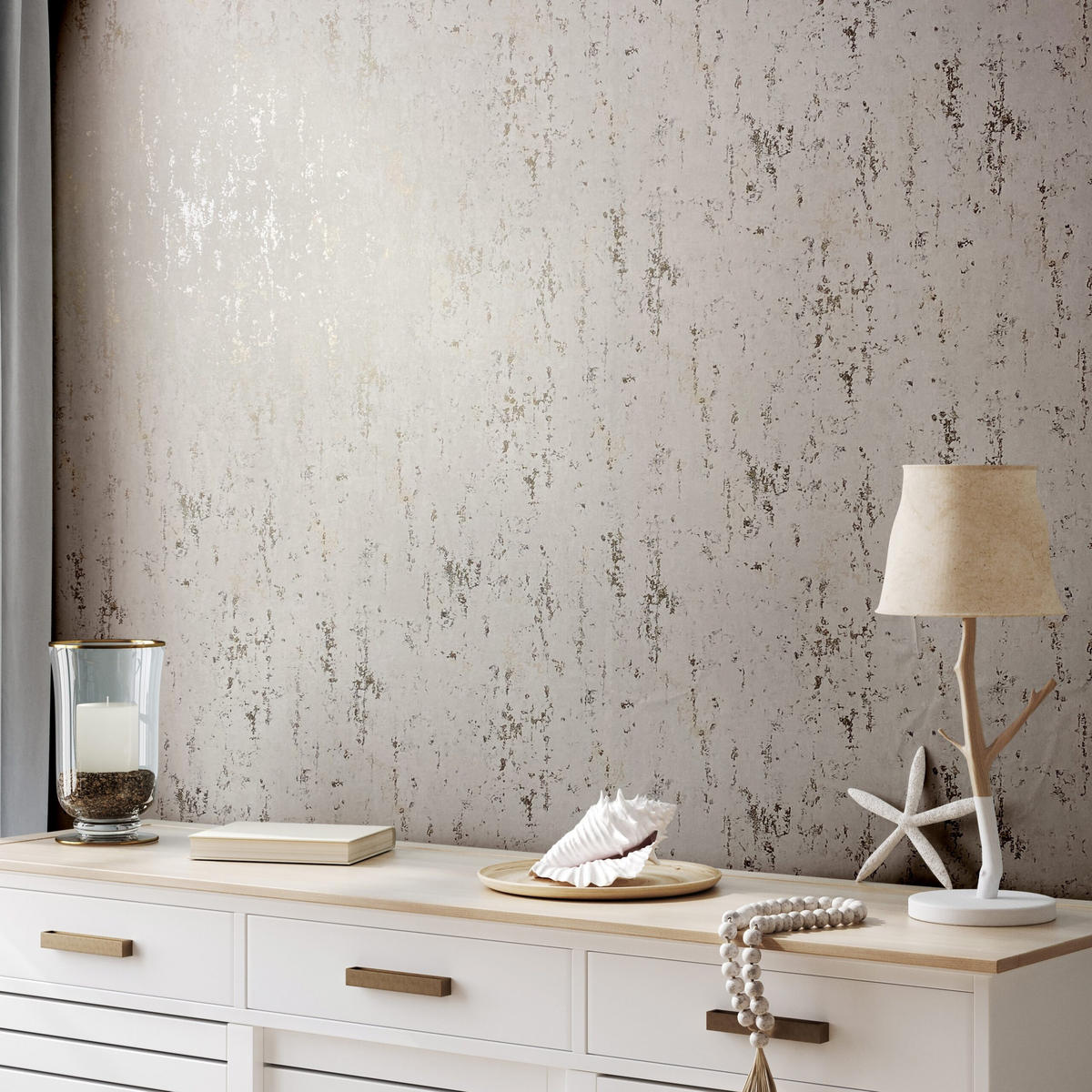 VLIESTAPETE Betonoptik Tapete beige - Beige/Weiß, Papier (53/1005cm) - marburg