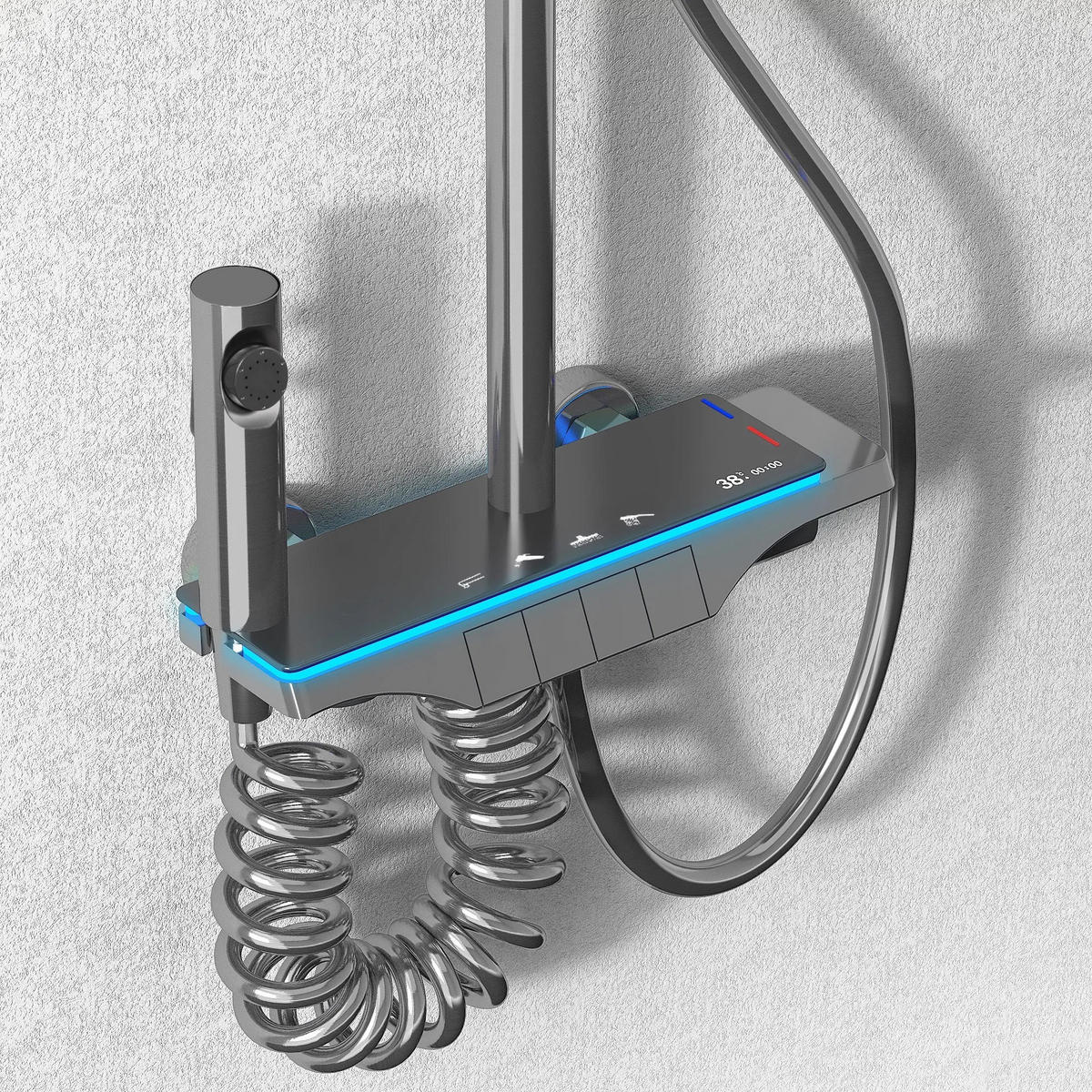 DUSCHGARNITUR Rea Savio Led Titanium - Titanfarben, Metall (28/120/13cm) - REA