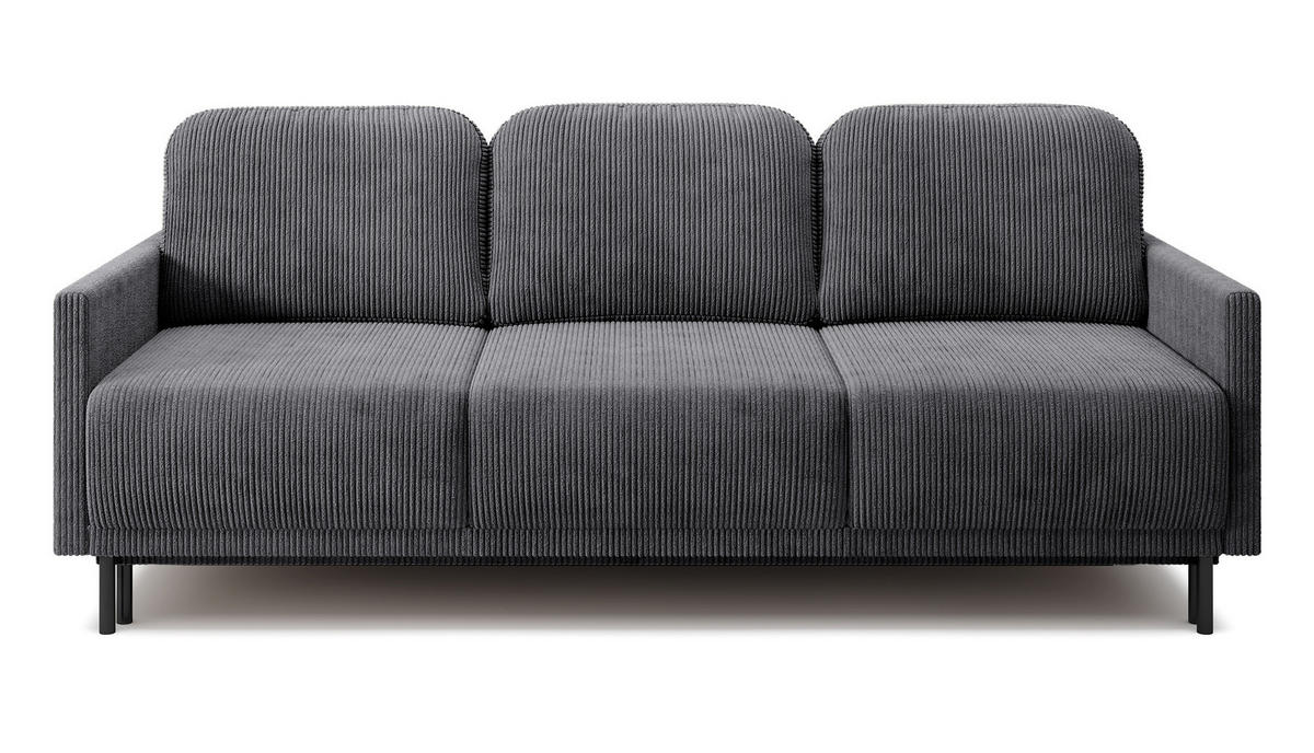 SCHLAFSOFA Hamiel Graublau Cordbezug 212 cm - Dunkelgrau/Schwarz, Holz/Textil (212/87/97cm) - Selsey