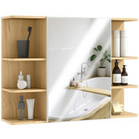 SPIEGELSCHRANK mit 2-stöckigem Schrank und 6 offenen Fächern, 80 x 20 x 59 cm ,Holz - Braun, Glas (80/59/20cm) - Vallsero