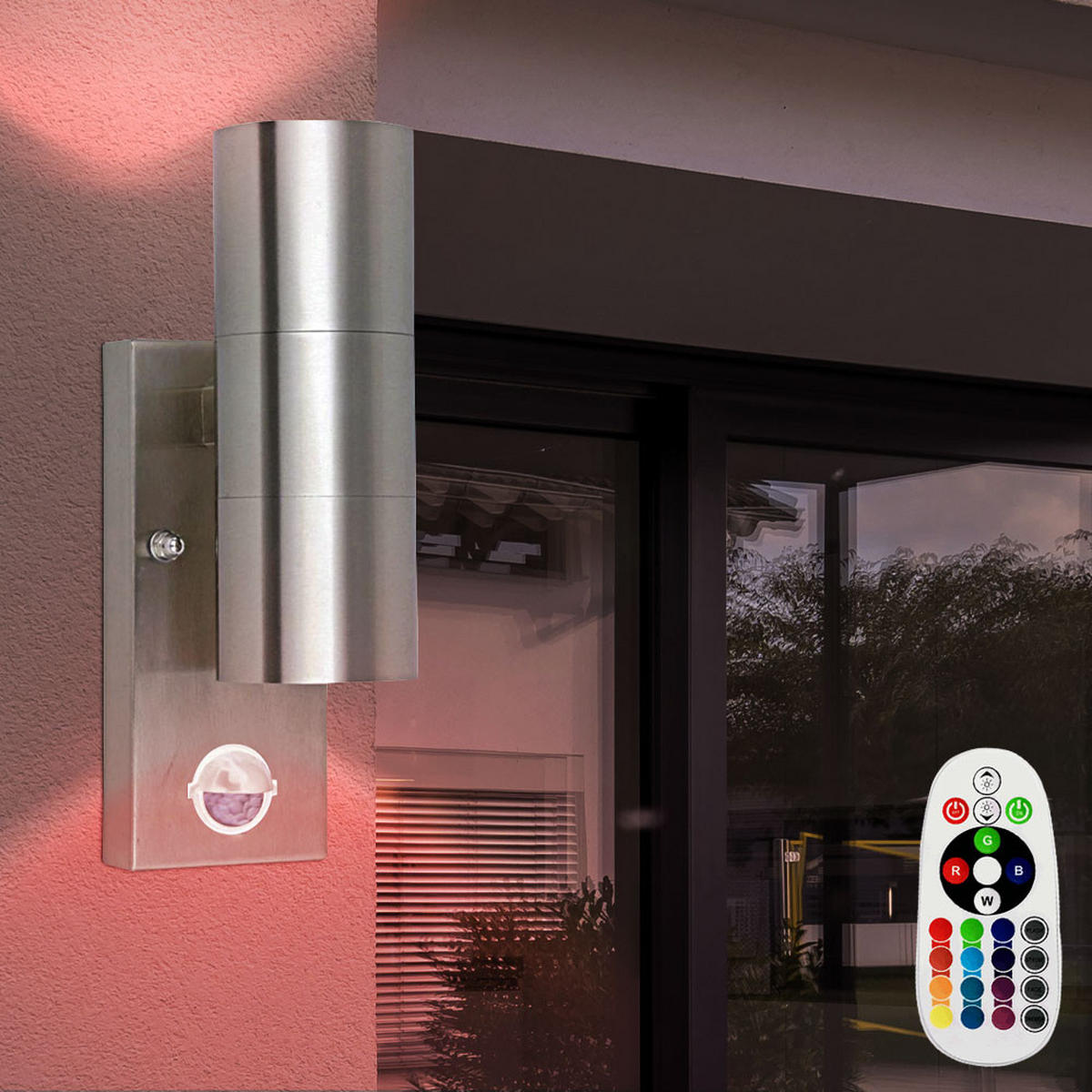 LED AUSSEN-WANDLEUCHTE Silber Aluminium 2er Set - Silberfarben, Glas (6/22/11.5cm)