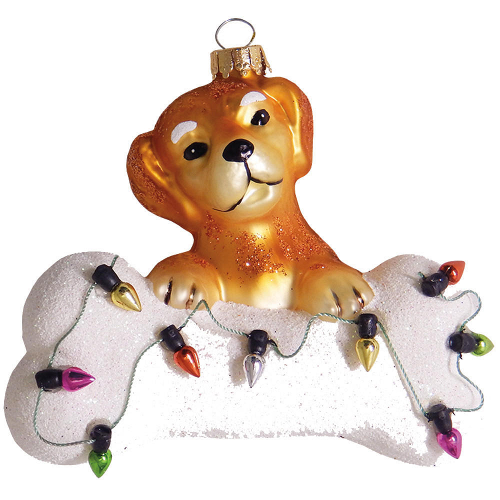 CHRISTBAUMSCHMUCK Hund Balu mit Lichtkette Mehrfarbig 11cm (Glas / 1 Stk.) - Multicolor, Glas (11/9/5cm) - Krebs Glas Lauscha