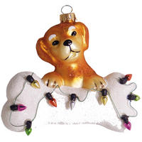 CHRISTBAUMSCHMUCK Hund Balu mit Lichtkette Mehrfarbig 11cm (Glas / 1 Stk.) - Multicolor, Glas (11/9/5cm) - Krebs Glas Lauscha
