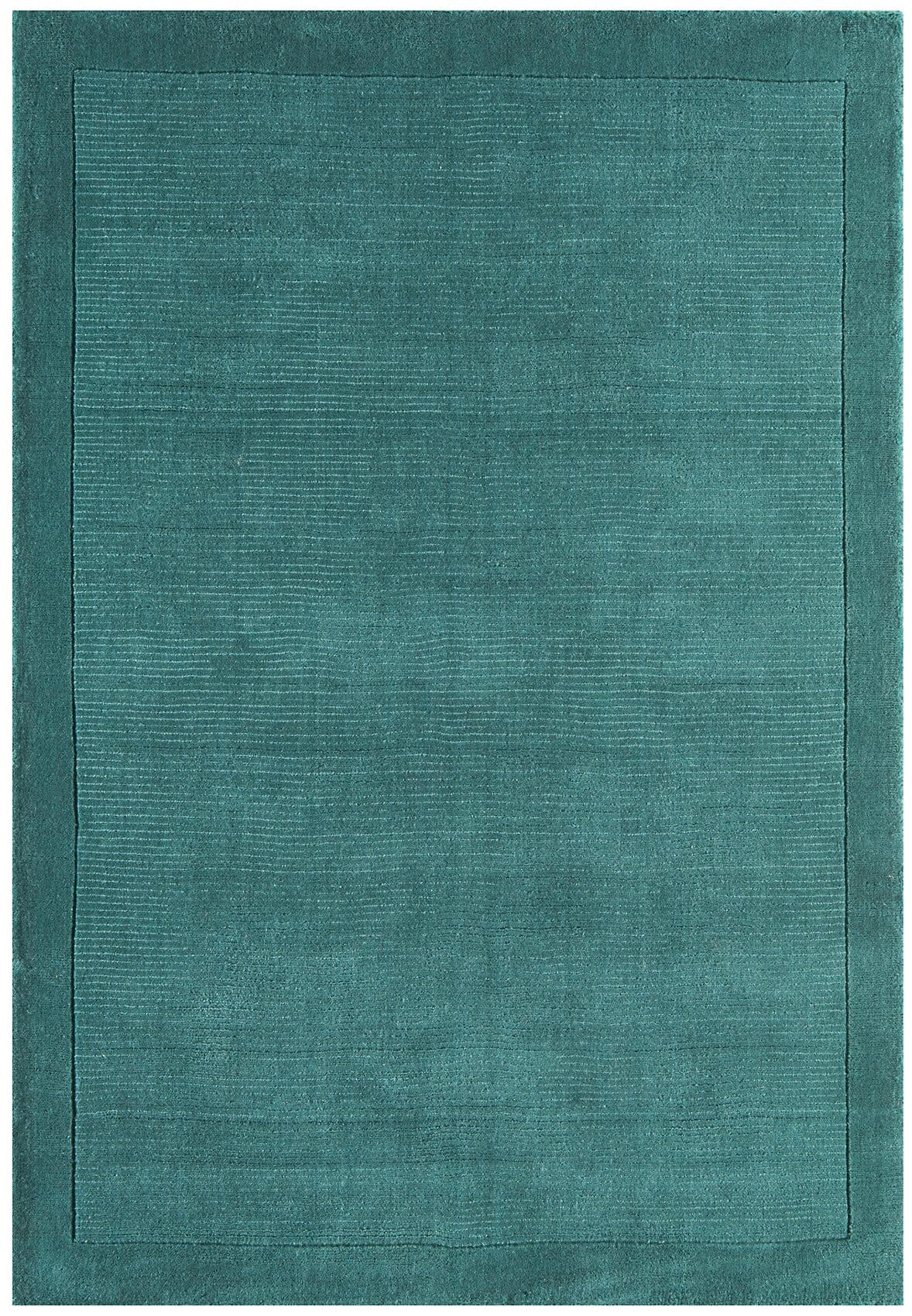 TEPPICH Schurwolle handgewebt mit Bordüre modern STOW, Türkis 120x170 cm - Türkis, Textil (120/170cm) - KADIMA DESIGN