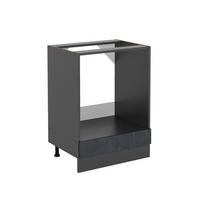 HERDUMBAUSCHRANK R-Line Schwarz Beton 60 cm ohne AP - Anthrazit/Schwarz, Holzwerkstoff (60/81.6/46cm) - Vicco