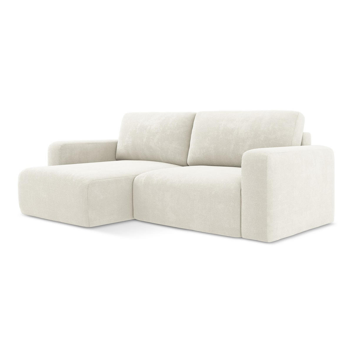 ECKSOFA mit Schlaffunktion links Chenille Stoff Weiß - Pink/Schwarz, Kunststoff/Textil (149/244cm) - LaMiaSofa