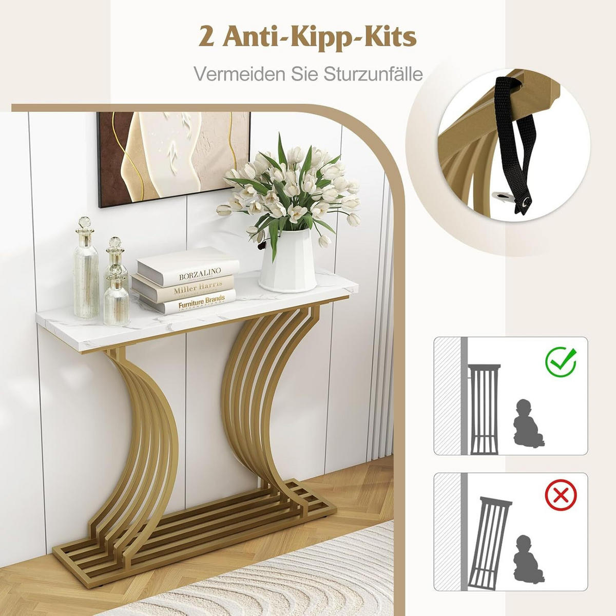 EINGANGSTISCH 80cm Weiß - Weiß, Holz (100/30/80cm) - COSTWAY