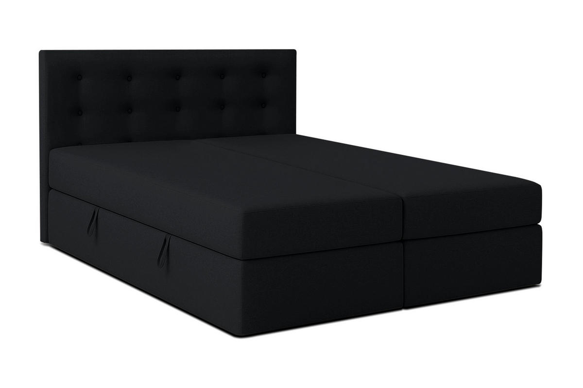 BOXBETT BAUNEI 140x200 cm mit Bettkasten und Matratze - Braun - Schwarz, Holz/Holzwerkstoff (140/200cm) - AX Living