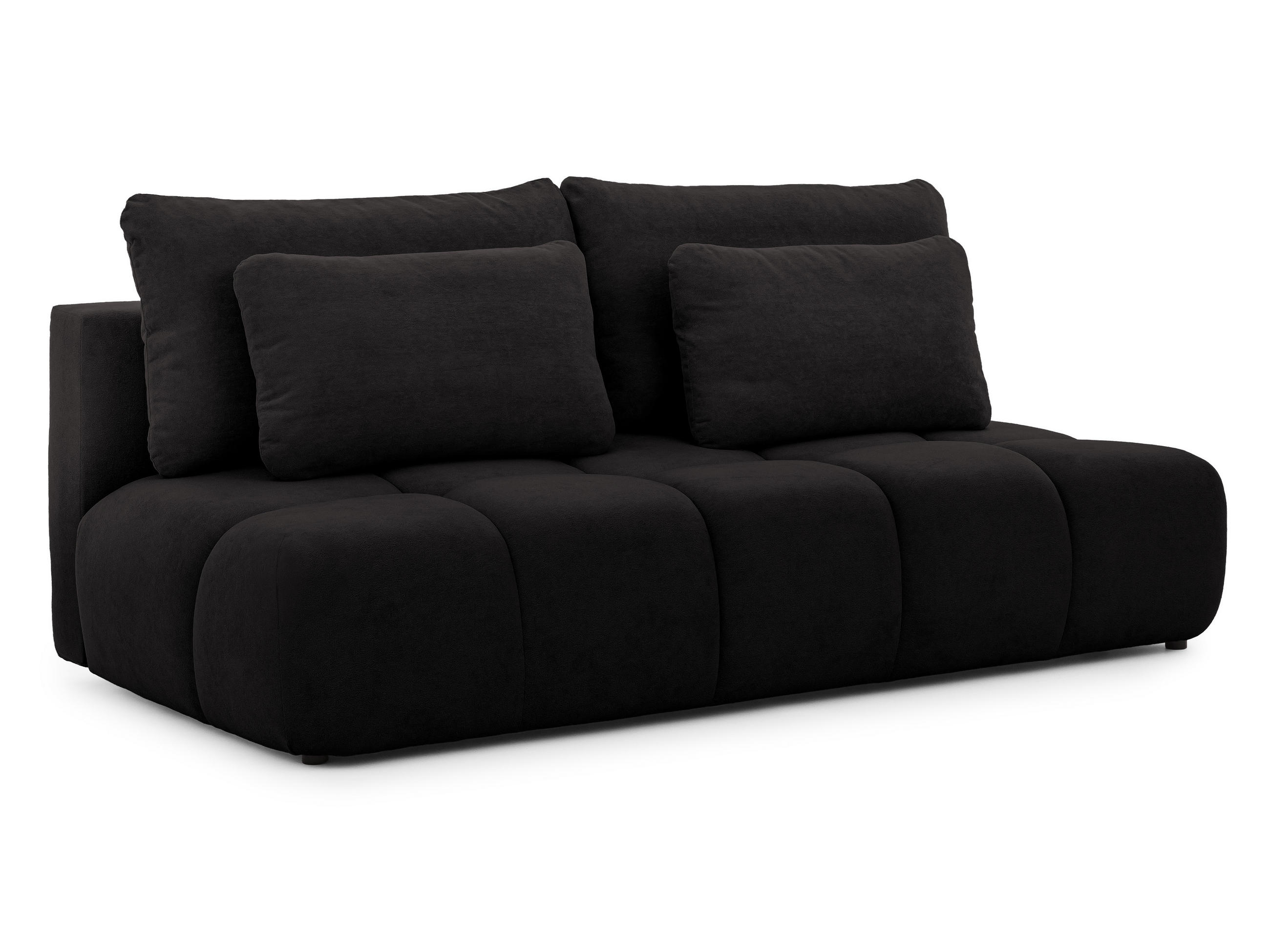 SCHLAFSOFA Belluno aus hochwertigem Schwarz Plüschstoff mit Bettkasten und tiefen Steppungen in Bubble-Optik - Schwarz, Holz/Kunststoff (205/87/105cm) - S-Style