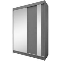 SCHWEBETÜRENSCHRANK Gaja 150/216/61 graphit mit Spiegel und Schubladeneinsätze - Graphitfarben, Holzwerkstoff (150/216/61cm) - Beautysofa